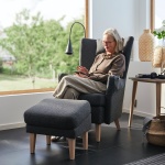 IKEA-OMTÄNKSAM armchair and foot stool